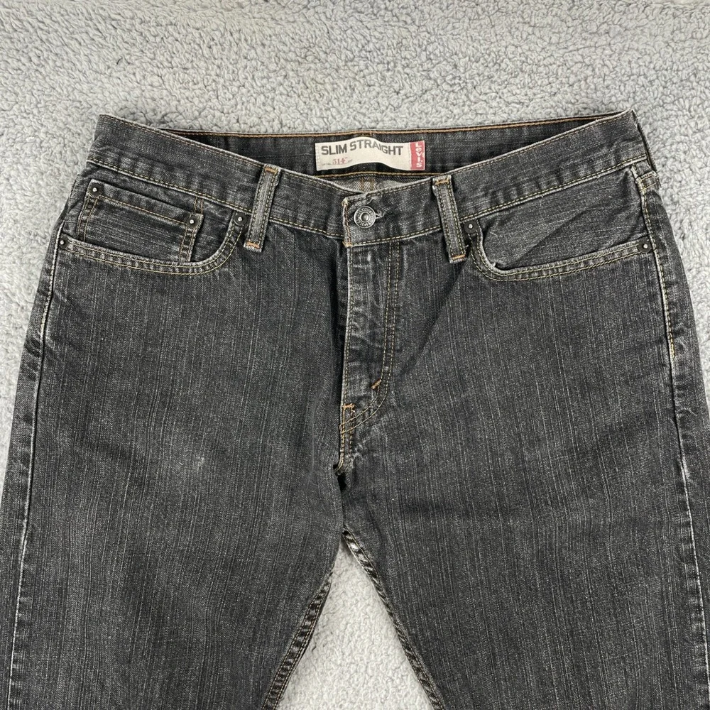 Levi's Jeans Mens 34x32 Black Gray 514 Slim Straight Denim‎ Pants Made in Mexico